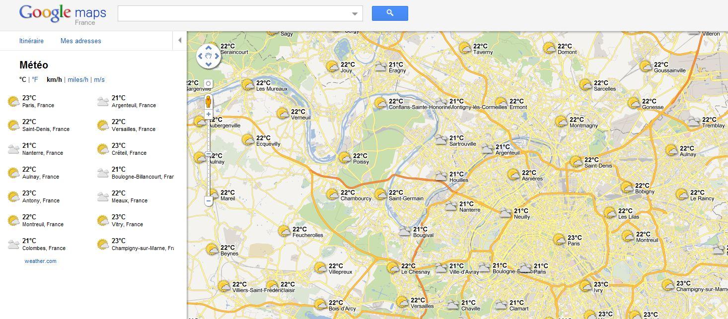 maps meteo Google Maps fait la Météo