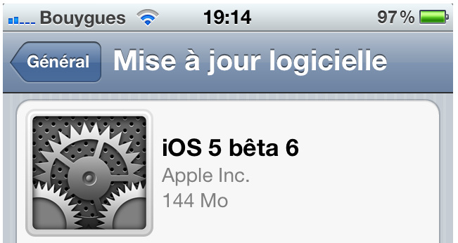 iOS 5 bêta 6 disponible pour iPhone, iPod et iPad