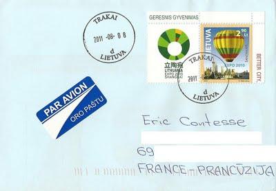 Expo 2010 de Shanghai sur timbre lituanien
