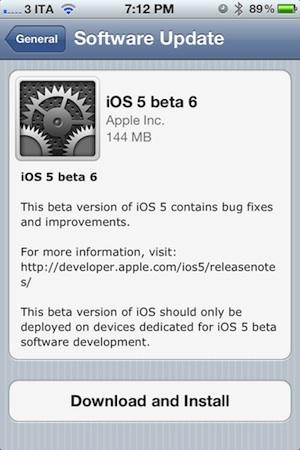 iOS5 beta 6 disponible au téléchargement....