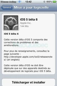 iOS 5 bêta 6 est disponible