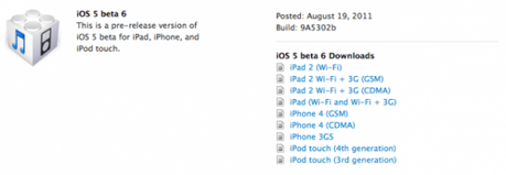 iOS Bêta 6 disponible en téléchargement !!!