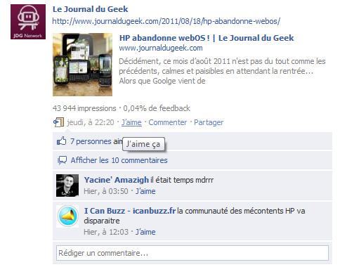 jaime Le bouton jaime de Facebook illégal ?