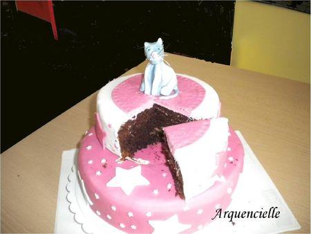 Gâteau chat étoiles coupé