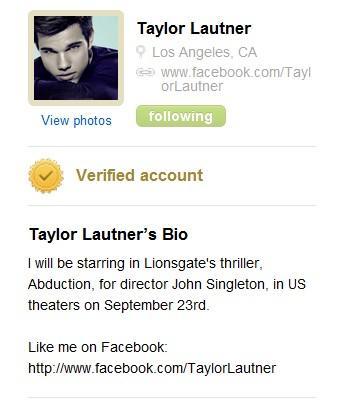 Taylor Lautner sur le réseau social 