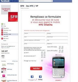 Promouvoir sa fan page Facebook : SFR