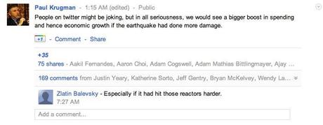 Paul Krugman aurait souhaité un tremblement de terre plus fort