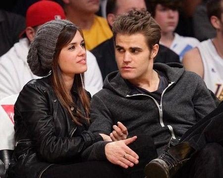 Paul Wesley at the Lakers game with Torrey DeVitto3