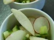 Salade scampis, radis pêche blanche