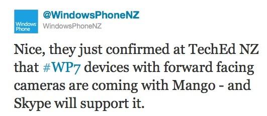 mango skype Des capteurs frontaux pour les prochains mobiles sous Mango