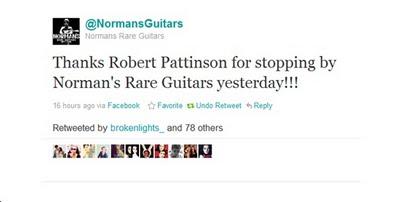 R-Pattz a fait un petit arrêt chez Norman's rare guitars ces derniers jours