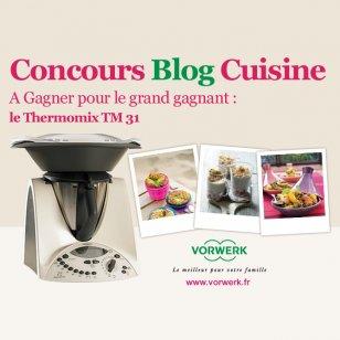 concours de blogs de cuisine créative organisé par marie claire idées avec un robot thermomix à gagner. 