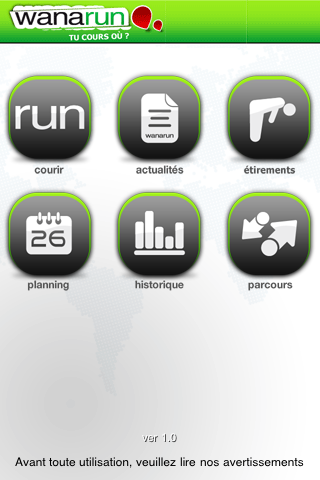 Wanarun - Ecran principal L’application iPhone Wanarun est disponible