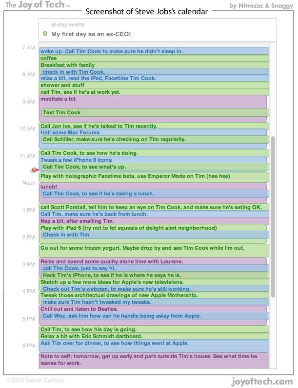 À quoi ressemble le calendrier de Steve Jobs ?