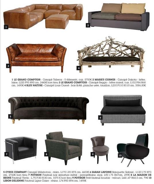 Canapés ,Méridiennes,Fauteuils selection