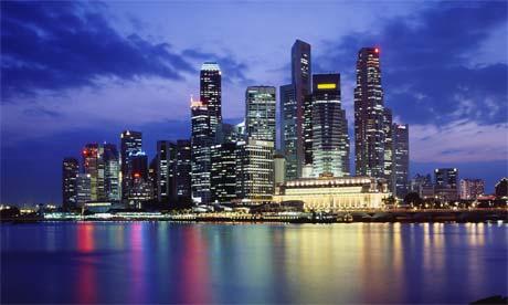 Baie de Singapour de nuit