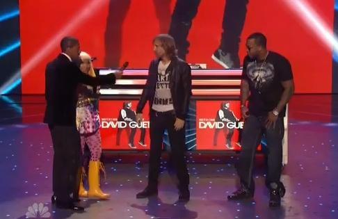 Nicki Minaj, Flo-Rida et David Guetta sur la scène d'America's Got Talent