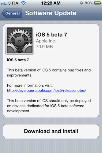 iOS 5 bêta 7 disponible...