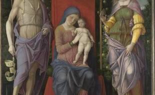 Andrea Mantegna, La Vierge et l’Enfant avec des saints, 1490-1505, tempera sur toile, 139,1 x 116,8 cm (THE NATIONAL GALLERY, LONDRES). 