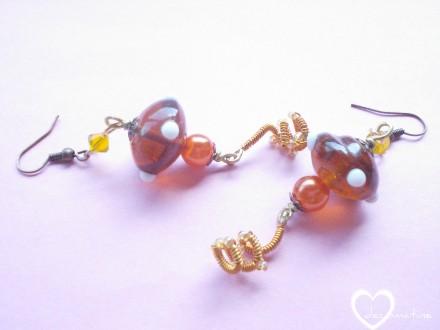 Boucles d’oreilles perles de verre cuivré/orange