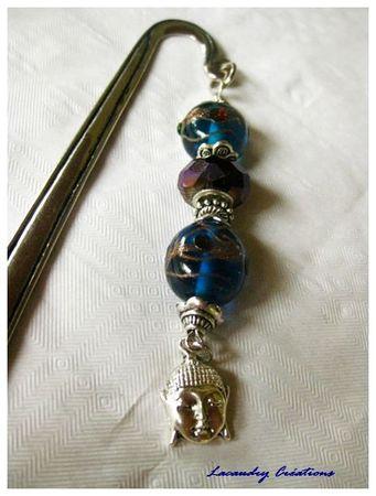 marque page bouddha perle verre indienne bleu