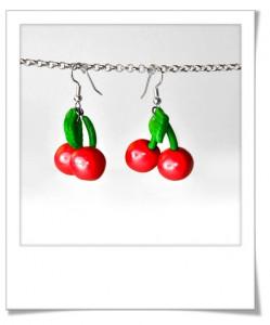 boucles d'oreilles cerises fimo