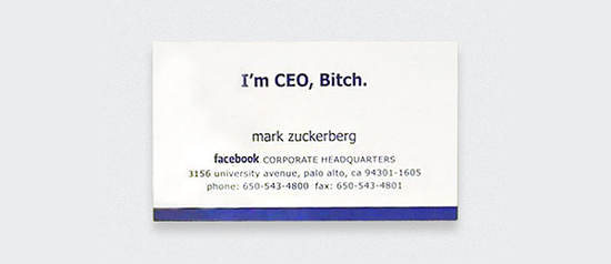 La carte de visite de Zuckerberg !