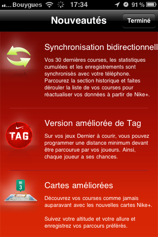 Synchronisation Nike+ bidirectionnelle dans l’appli Nike+GPS