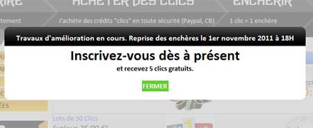 reouverture des enchères au centime clic1clic