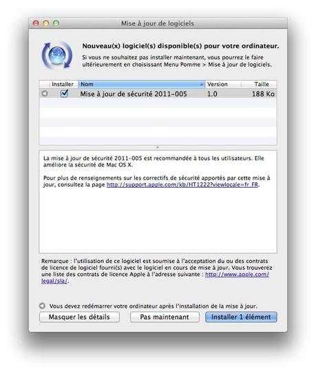 Mise à jour de sécurité pour Mac OS