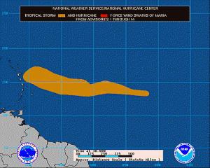 054118P_sm La tempête tropicale Maria à quelques Km de la Guadeloupe ! Vendredi 23 heures