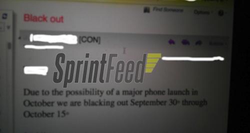sprint oct 15 blackout LiPhone 5 sortirait entre le 30 septembre et le 15 octobre