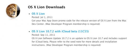 Nouvelle bêta de Mac OS X 10.7.2