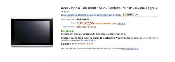 acer a500 amazon 600x215 Bonne Affaire Acer Iconia Tab A500 362€
