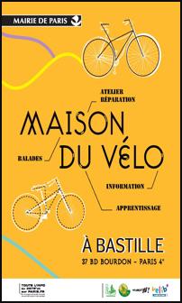Affiche jaune de la Maison du vélo