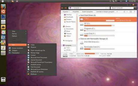 ubuntu skin windows 1 560x350 Un thÃ¨me Ubuntu Unity pour Windows 7 et XP