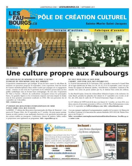 metro Les Éditions Dédicaces s’offrent une autre publicité dans le journal « La Métropole » (septembre 2011) – 150,000 lecteurs