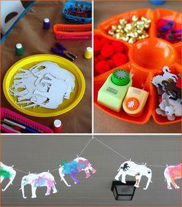 guirlande éléphants à decorer anniversaire éléphant