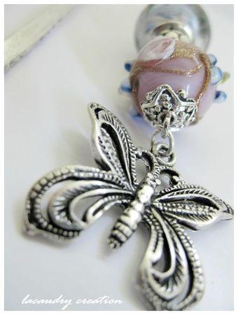 papillon marque pages papillon et perles rose et mauve
