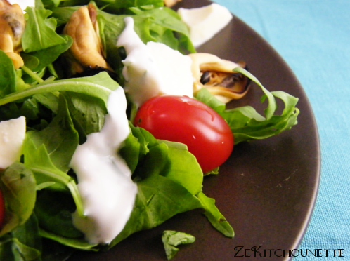 Salade de mesclun aux moules