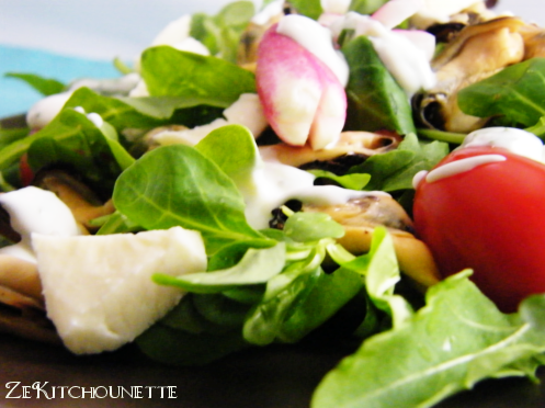 Salade de mesclun aux moules
