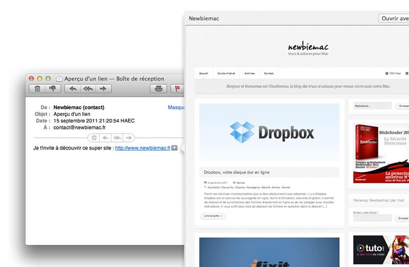 Aperçu d’un lien dans Mail
