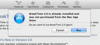 Le Mac App Store ne veut pas vous faire payer deux fois