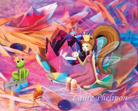 Illustration d'une petite fée et d'une grenouille royale