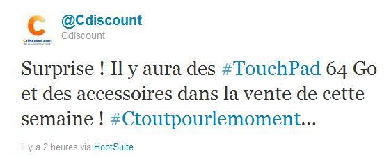 touchpad cd HP TouchPad : CDiscount en remet une couche !