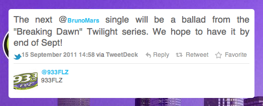 Une chanson de Bruno Mars sur la BO de Breaking Dawn ...