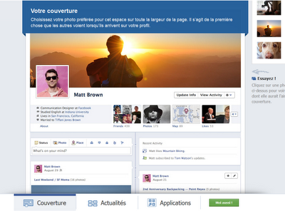 Facebook : Aperçu du nouveau profil