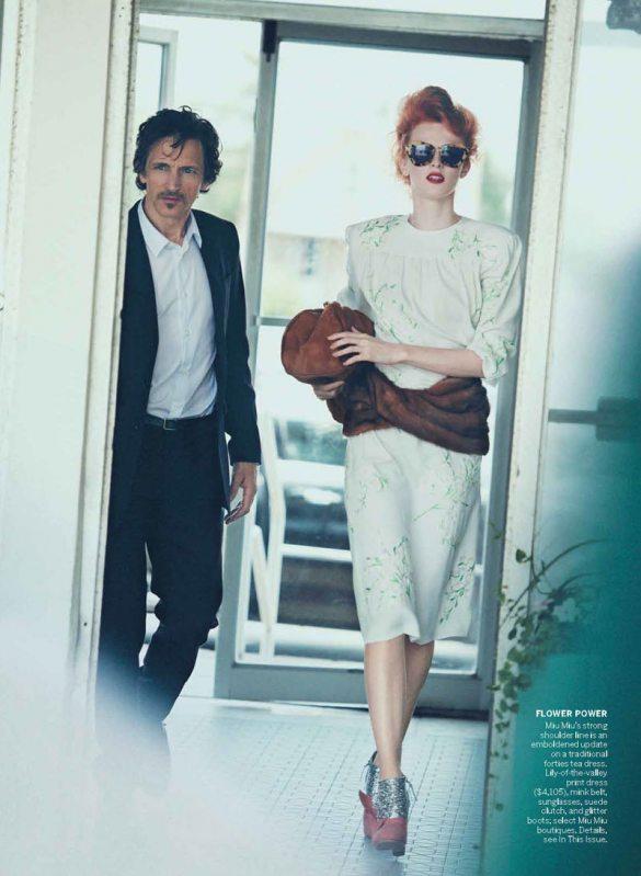 Pages de mode: Karen Elson réchauffe l’hiver pour le Vogue Us, Octobre 2011