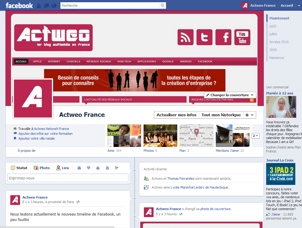 A la découverte de Facebook Timeline