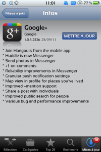 AppStore: Google+ ajoute la vidéo conférence